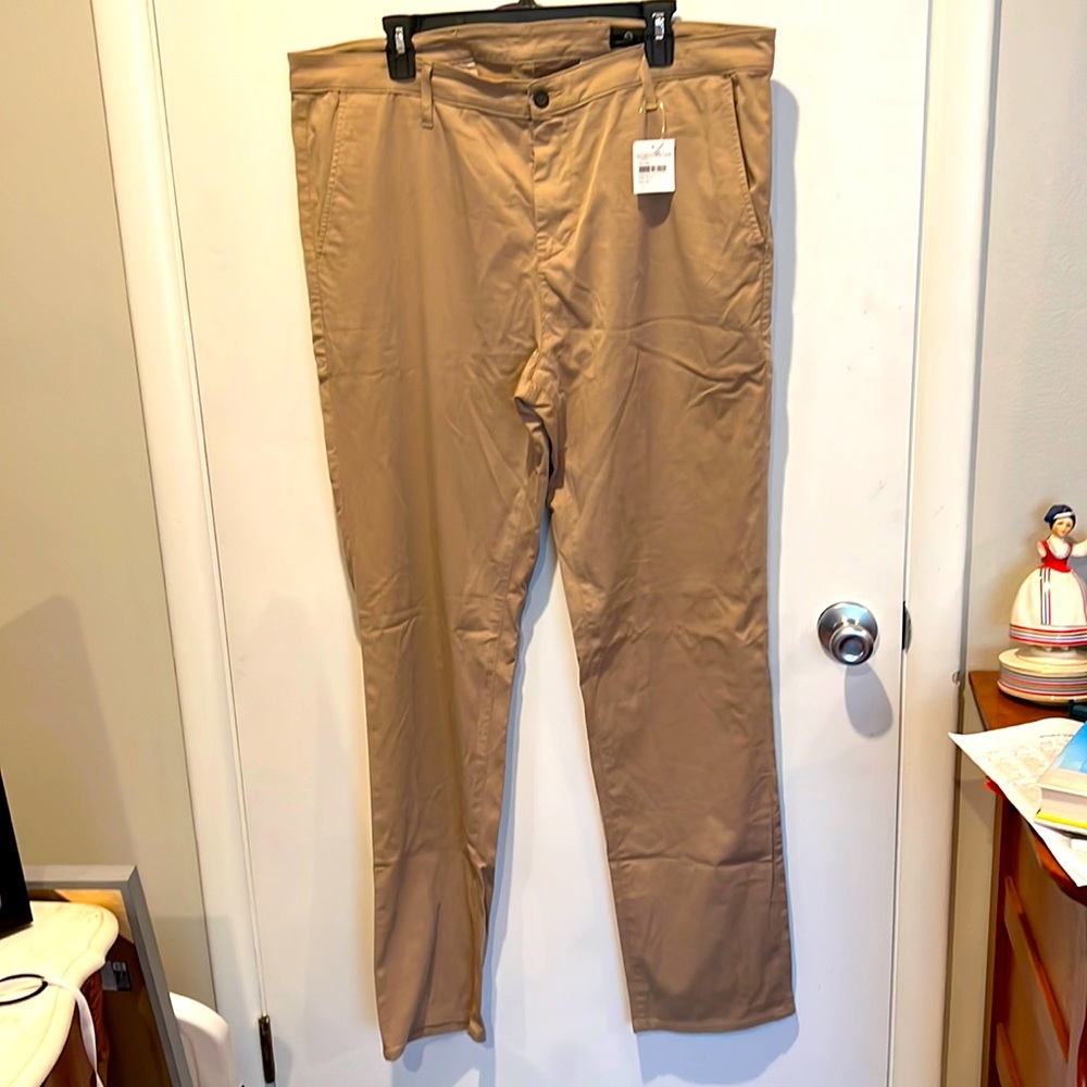 AG The Marshall Khaki flat front slim trousers 40x34 NWT